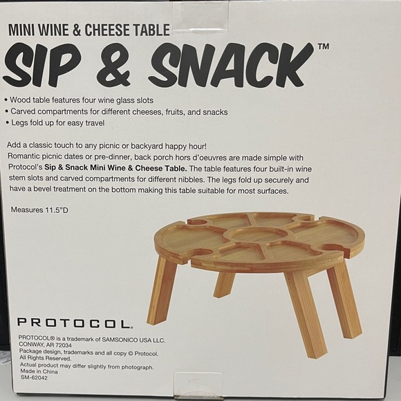 Sip & Snack Mini Wine Cheese Table Gift Cozy Christmas Date Night Foldable Table - Picture 3 of 5